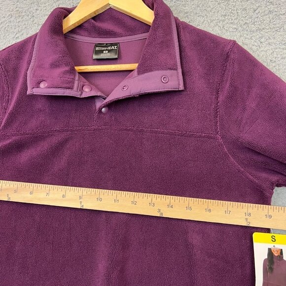 NEW 32 Degrees Heat Women's Snap Fleece Pullover Lightweight Purple sweater sz S - Picture 6 of 10